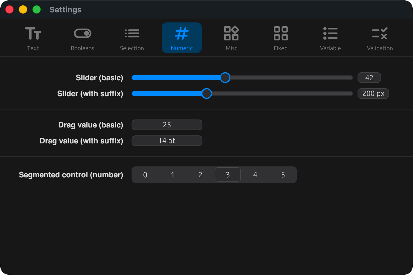 numeric widgets