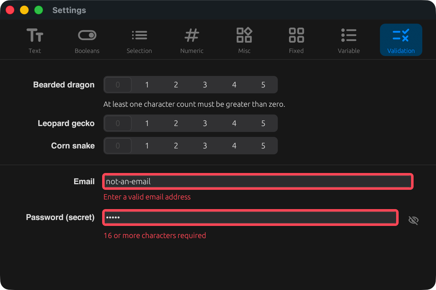 validation example