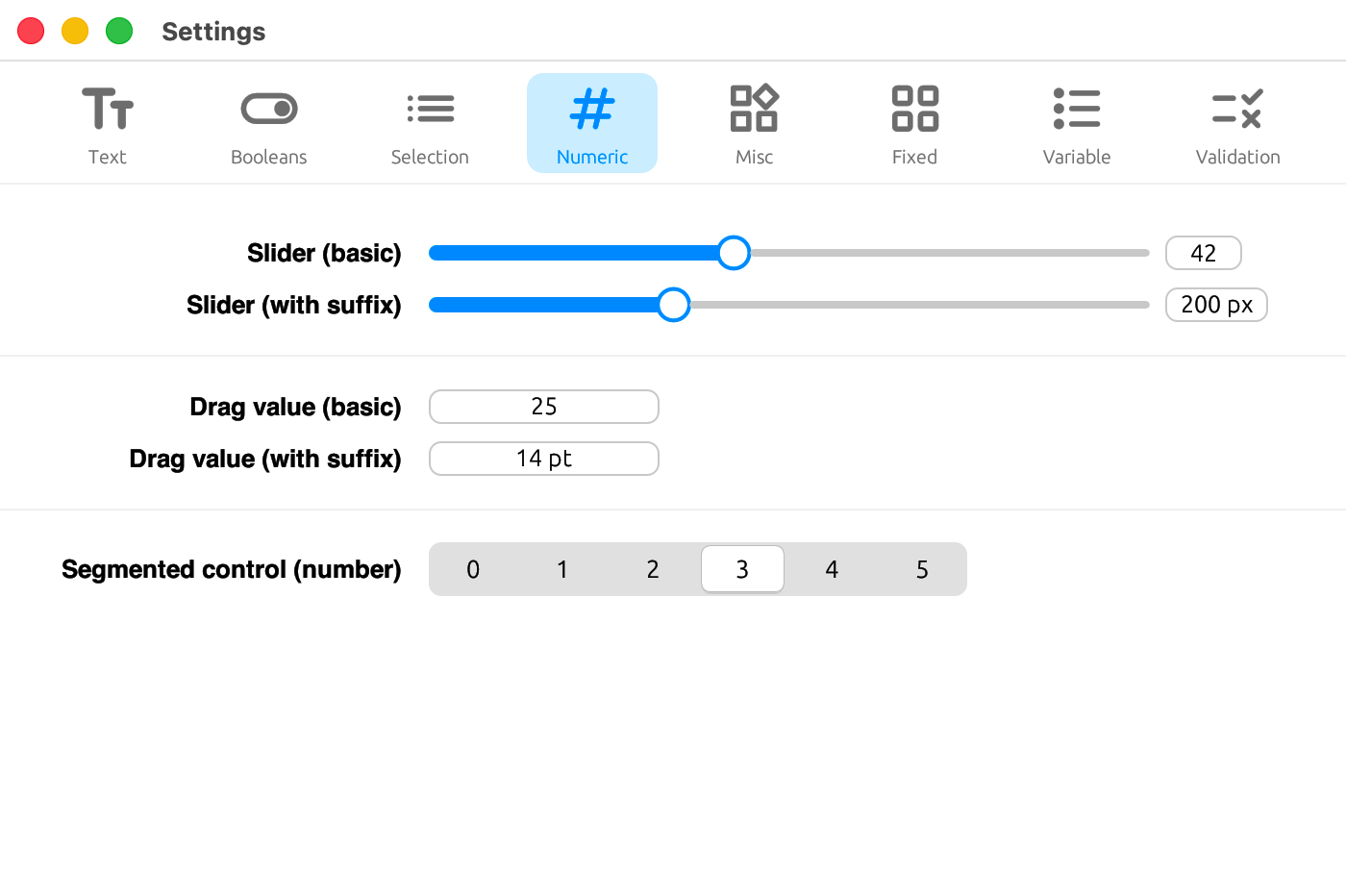 numeric widgets